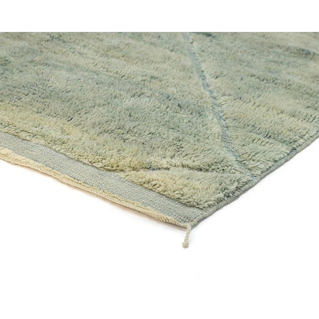 Sage Diamond-Lattice Hand-Knotted Moroccan Wool Rug | 12'8" X 10'2" | One of a Kind For Sale - Image 4 of 8