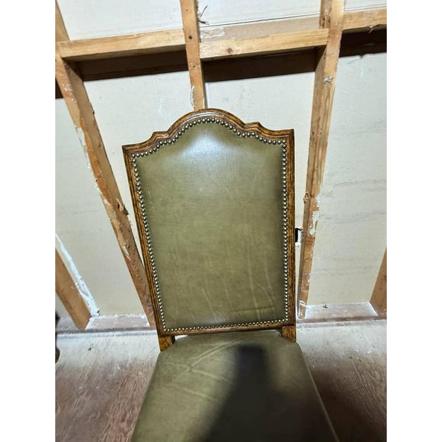 Vintage Minton Spidell Dauphine French Style High Back Olive Leather Dining Chairs. Set of 8 For Sale - Image 11 of 18
