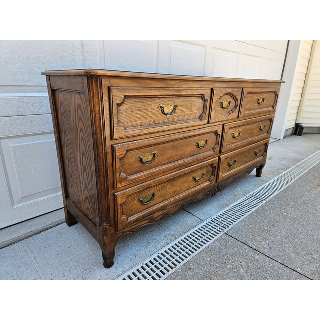 Baker Furniture Company Baker Furniture French Burlwood Top Seven Drawer Dresser For Sale - Image 4 of 11