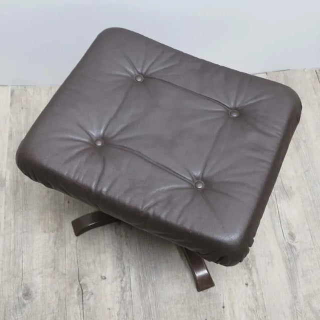 Set of Vintage Scandinavian Style Armchair with Ottoman For Sale - Image 10 of 12