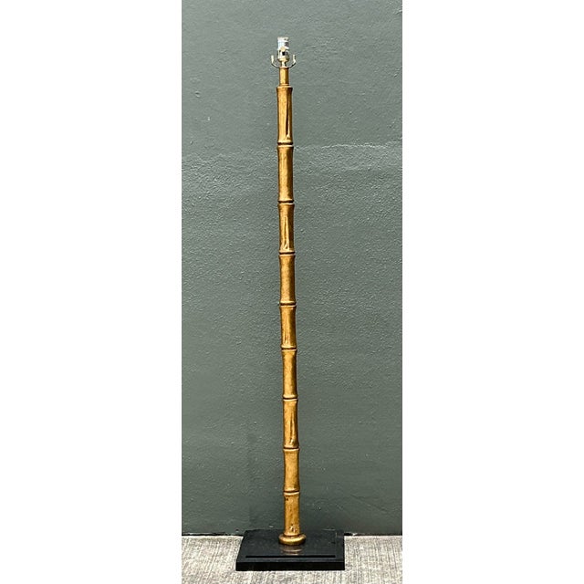 Late 20th Century Vintage Gilt Bamboo Floor Lamp For Sale - Image 5 of 12