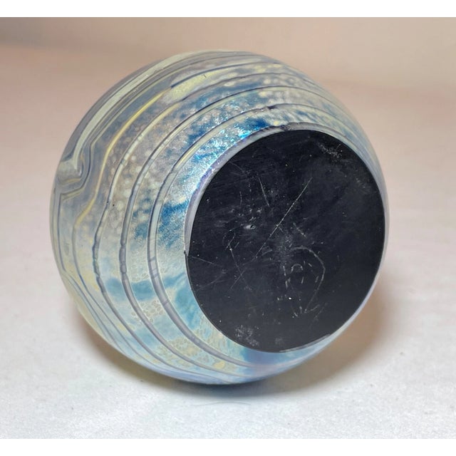 Vintage Hand Blown Aurene Iridescent Sphere Shaped Studio Art Glass Paperweight For Sale - Image 12 of 12