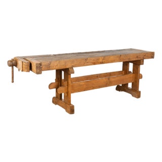 20th Century Rustic Carpenter's Workbench Console Table From Denmark For Sale
