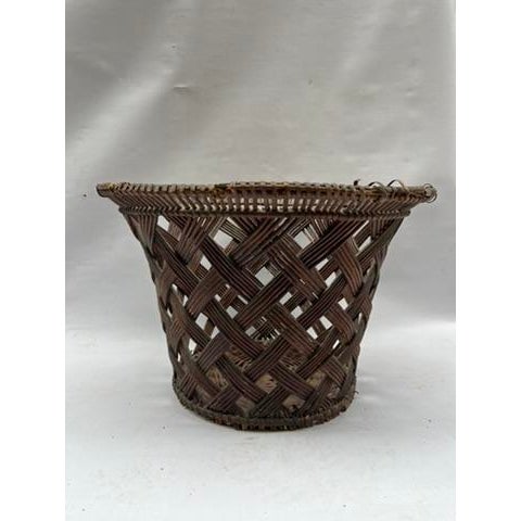 Early 20th Century Antique Large Woven Cachepot Basket For Sale - Image 5 of 10