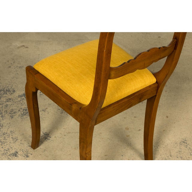 Set of 10 Mid-19th C. French Louis Philippe Walnut Dining Chairs in Yellow Linen For Sale - Image 17 of 18