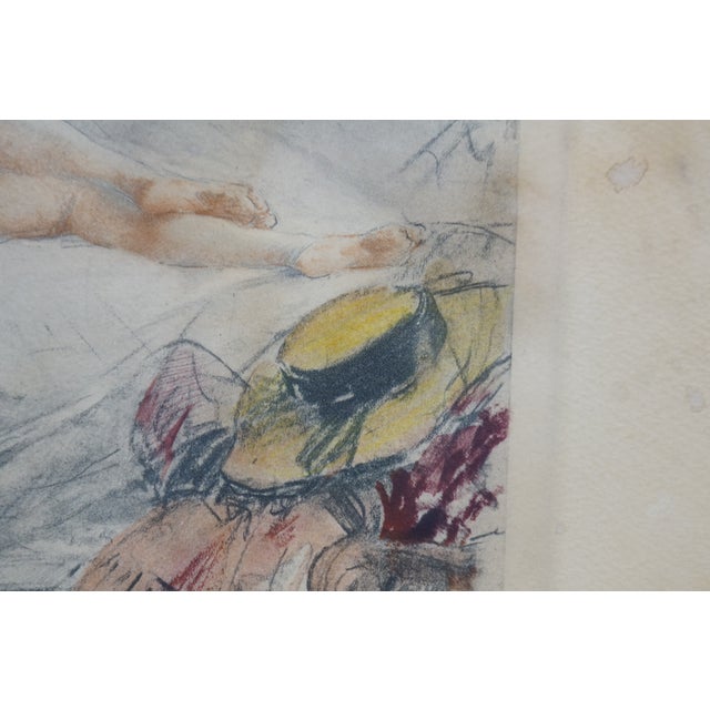 Antique Signed Antoine Calbet Awakening the Sleeping Beauty Etching 25" For Sale - Image 9 of 11