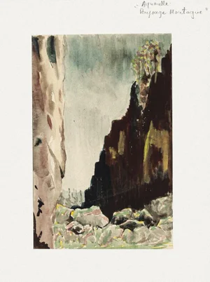 Valley Watercolor on Paper by Pierre Laurent Brenot