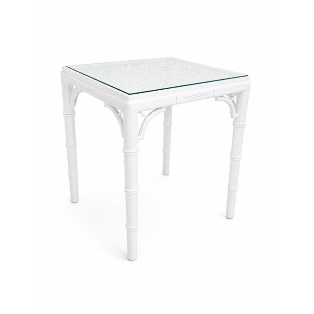 1970s Vintage Hollywood Regency French Faux Bamboo Side Table with Cane Top, 1970s For Sale - Image 5 of 5