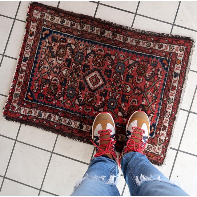 Persian 1970s, Handmade Vintage Persian Hamadan Rug 2' X 2.8' For Sale - Image 3 of 9