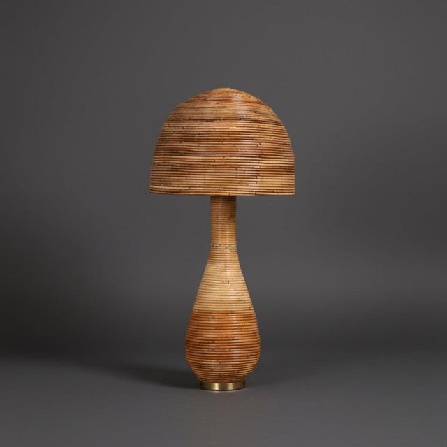 Mid-Century Modern Organic Rattan Shroom 004 Table Lamp For Sale - Image 3 of 6