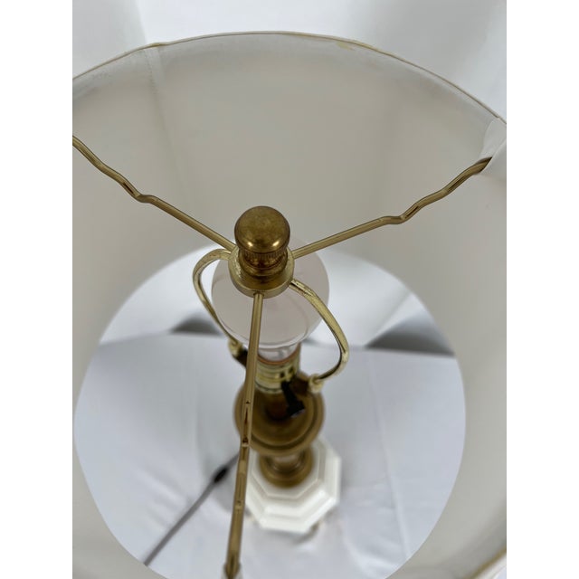 Stiffel Vintage Tall Stiffel Brass & White Porcelain Lamp For Sale - Image 4 of 11