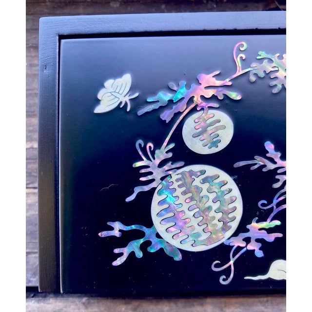 Wood Korean Mother-of-Pearl Lacquerware Desk Set in Original Presentation Box, Circa 2000s For Sale - Image 7 of 18