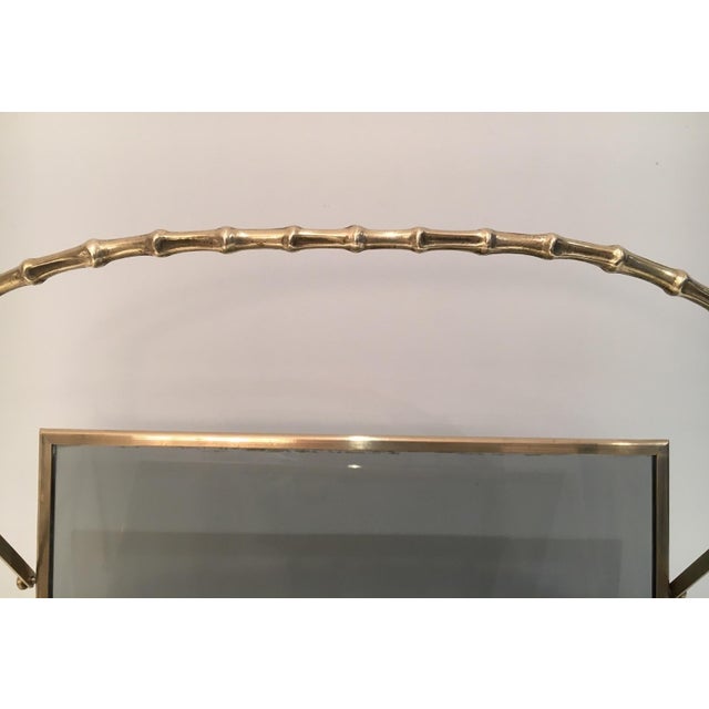 1940s 1940s Brass and faux bamboo magazine rack with tinted glass panels on each side. French For Sale - Image 5 of 10