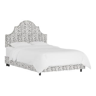 Cal King Bed in Linen Leopard Ink For Sale