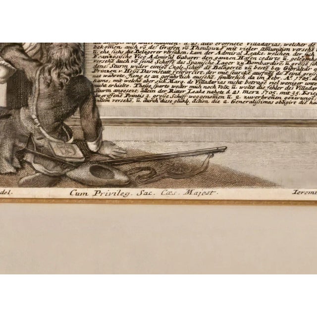 Black Hand-Colored Engraving, Battle of Gibraltar, Germany Circa 1720 For Sale - Image 8 of 11