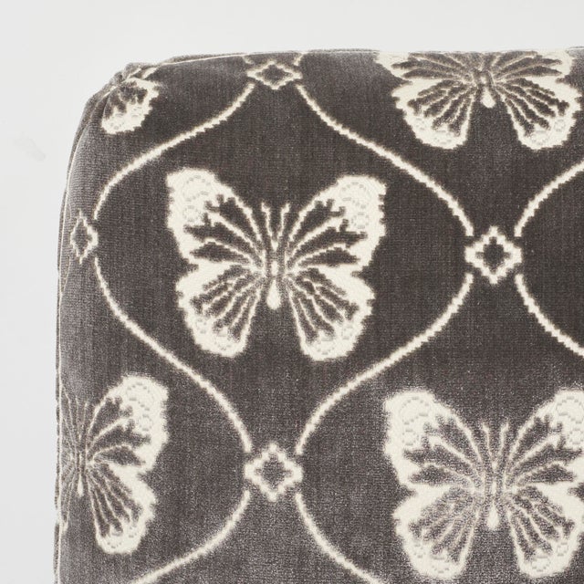 Contemporary Schumacher Papillion Velvet Pillow in Pewter For Sale - Image 3 of 5