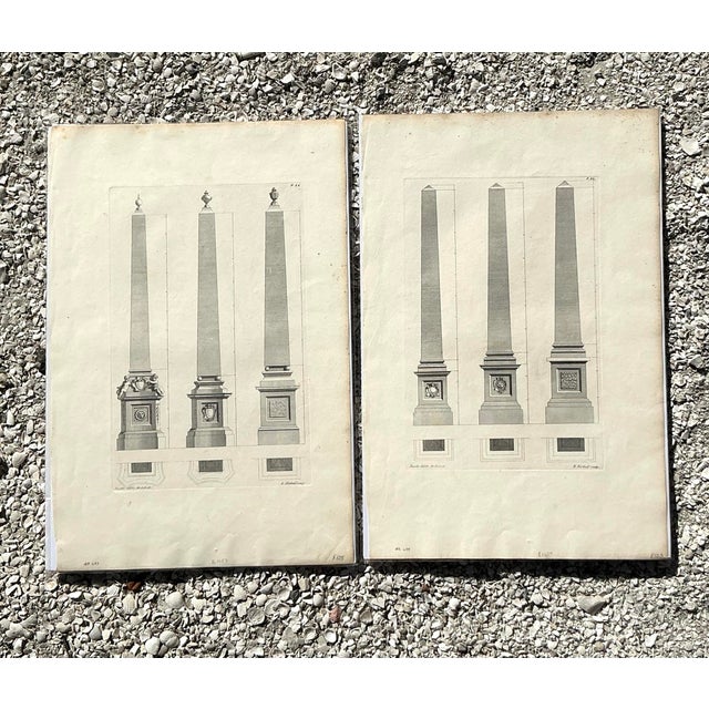 Early 20th Century Vintage Boho Obelisk Engravings - Set of 2 For Sale - Image 5 of 10