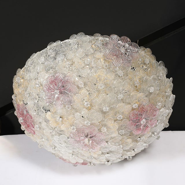 Mid-Century Hand-Blown Rose Murano Glass Florets Chandelier by Barovier & Toso For Sale - Image 9 of 18