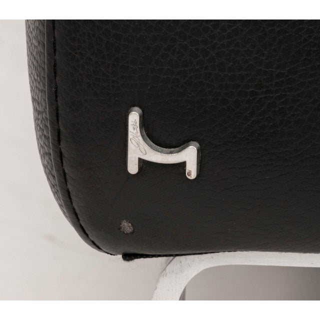 Metal Nicoletti "Simon" Black Leather Three-Seat Sofa For Sale - Image 7 of 9