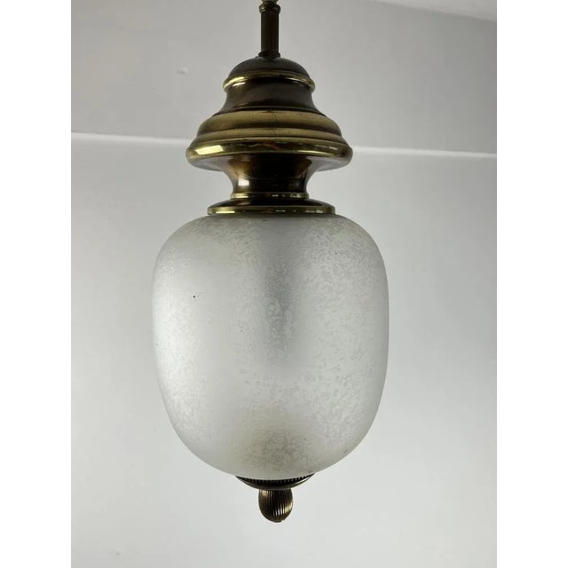 Murano and Otto glass chandelier, Italy, 1960s The glass bowl has a beautiful engraved spotted surface. It presents itself...