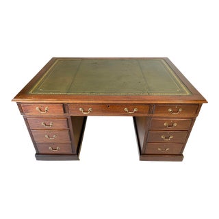 19th Century English Mahogany Partners Desk For Sale