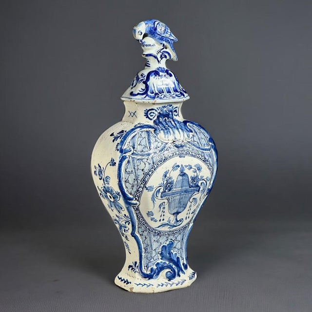 Antique Dutch Delft Blue and White Vase, 1770 For Sale - Image 11 of 11