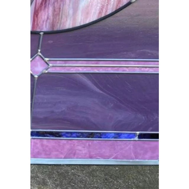 Purple Antique Stain Leaded Floral Glass Window Church For Sale - Image 8 of 10
