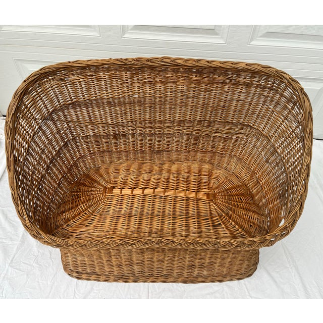 Mid 20th Century Mid Century Wicker Rattan Settee Sofa For Sale - Image 9 of 11