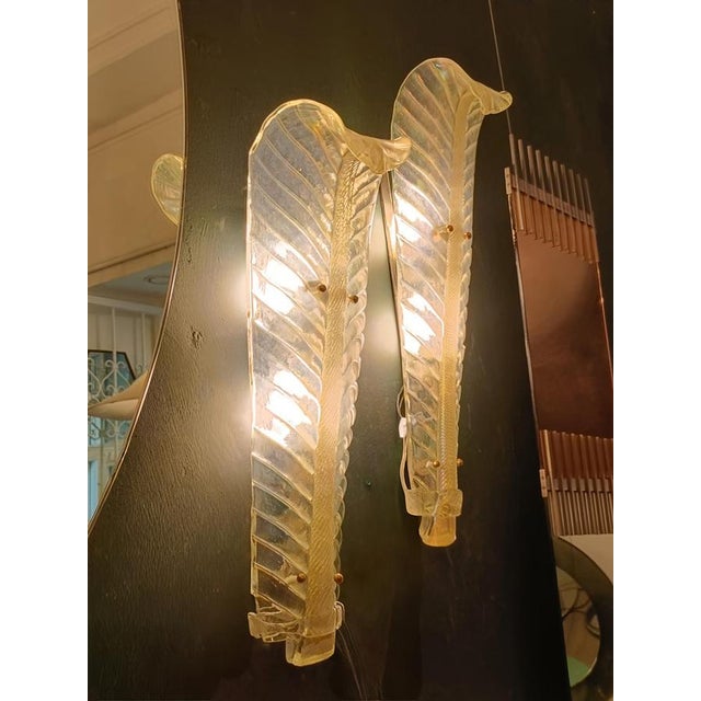 1940s Iridescent Murano Glass Wall Lamps from Barovier & Toso, Italy, 1940s, Set of 2 For Sale - Image 5 of 11