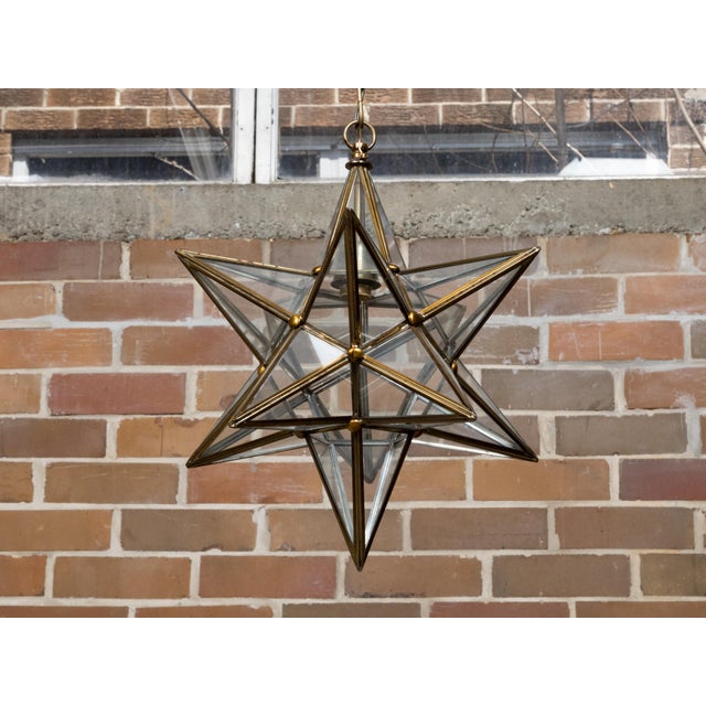 Metal Mid 20th Century Mid Century Modern French Star Glass and Metal Light Fixture with Single Socket For Sale - Image 7 of 12