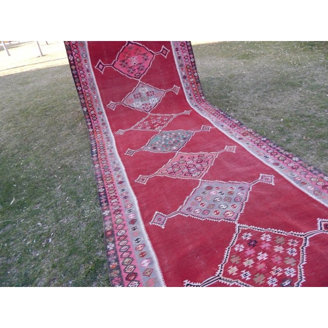 Muted Pastel Colors Authentic Handmade Wool Rug 5'8'' X 13'2'' For Sale - Image 4 of 11