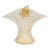 Vintage Murano Gold Flecks White Swirl Italian Art Deco Style Glass Applied Flowers Fan Shape Vase For Sale