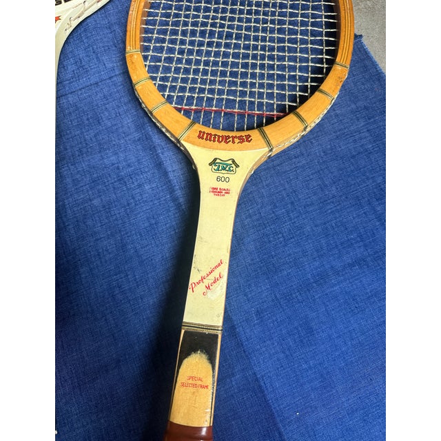 Wood Vintage Collection of Spalding and Slazenger Wooden Tennis Rackets With Clamp For Sale - Image 7 of 7