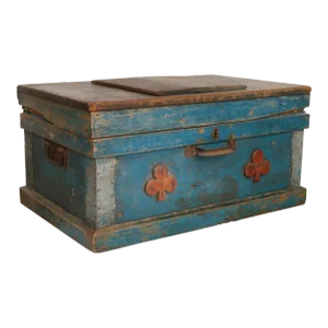 Early 20th Century Primitive Blue Blanket Chest