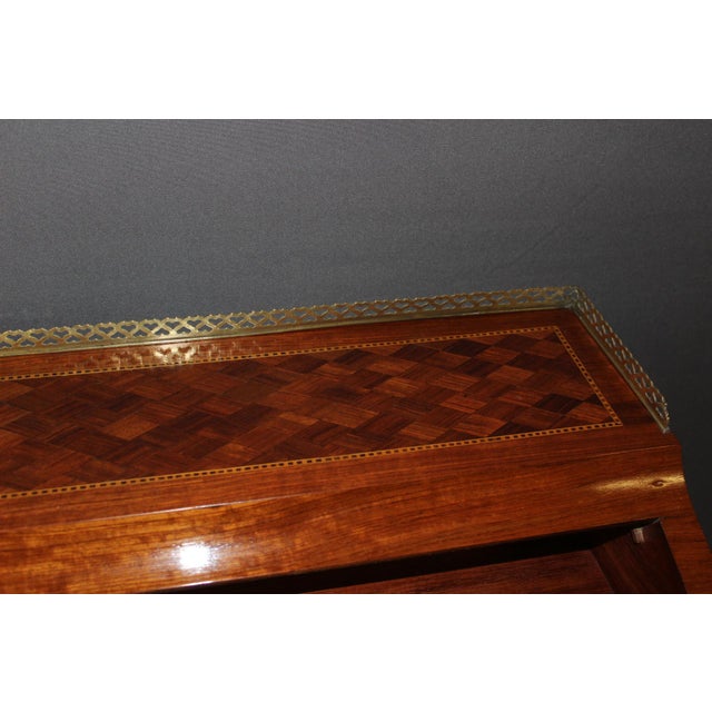 Wood Louis XVI Style Marquetry Roll-Top Desk, 1890s For Sale - Image 7 of 15