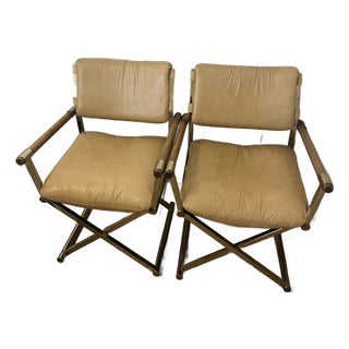 Pair of Vintage Director's Chairs in the Style of Milo Baughman For Sale