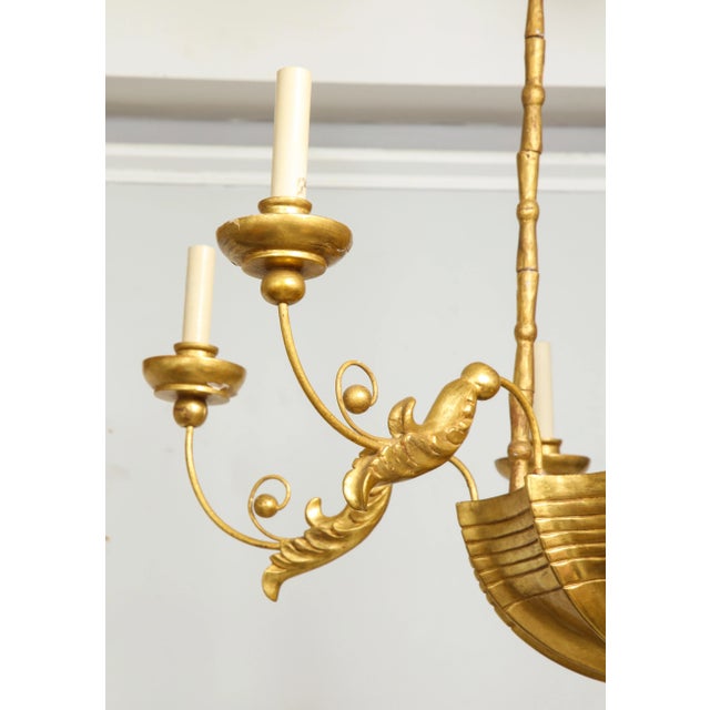 Bespoke Giltwood Hand-Carved Chandelier in the Neoclassic Manner For Sale In New York - Image 6 of 11