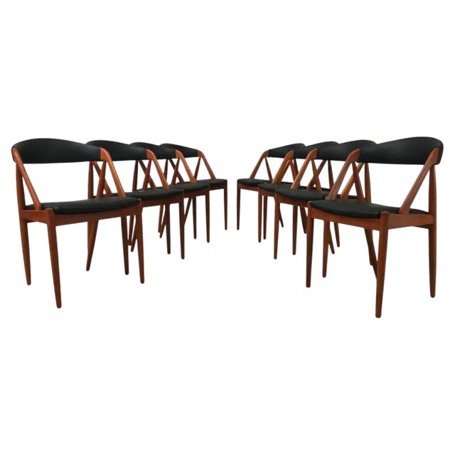Vintage Teak Dining Chairs by Kai Kristiansen for Andersen Møbelfabrik, Customizable Reupholstery, 1960s, Set of 8 For Sale