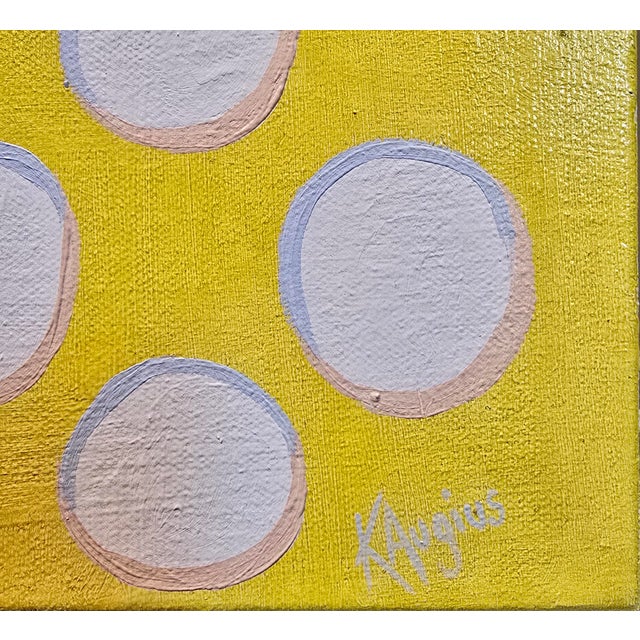 Textile Krista Augius - The Geometric Golden Fold- Optical Circles-Oil Painting For Sale - Image 7 of 11