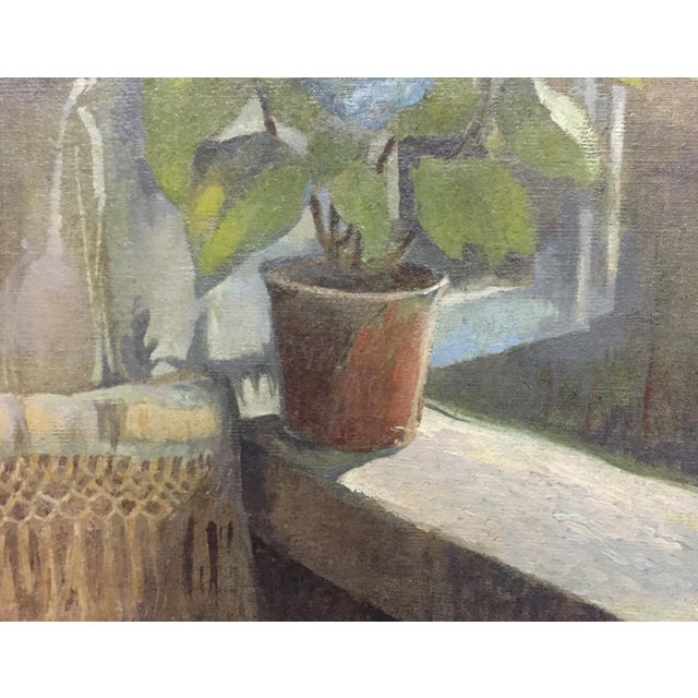 1970s Oil Painting Flower on the Windowsill Seleznev Vladimir Pavlovich For Sale - Image 4 of 8