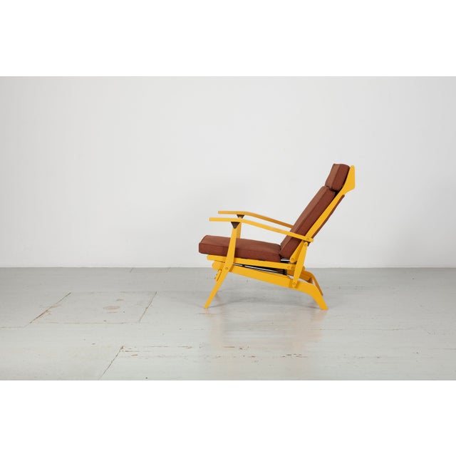 Yellow Lacquered Folding Deck Chair with Cushion, Italy, 1950s For Sale - Image 9 of 18