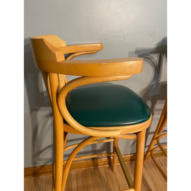 Vintage Pair Bentwood Bar Stools Gar Products Attributed Radomsko ZMG For Sale - Image 9 of 11