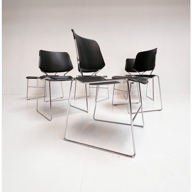 Vintage Black Matrix Chairs by Thomas Tolleson for Krueger, 1970s, Set of 6 For Sale - Image 6 of 17