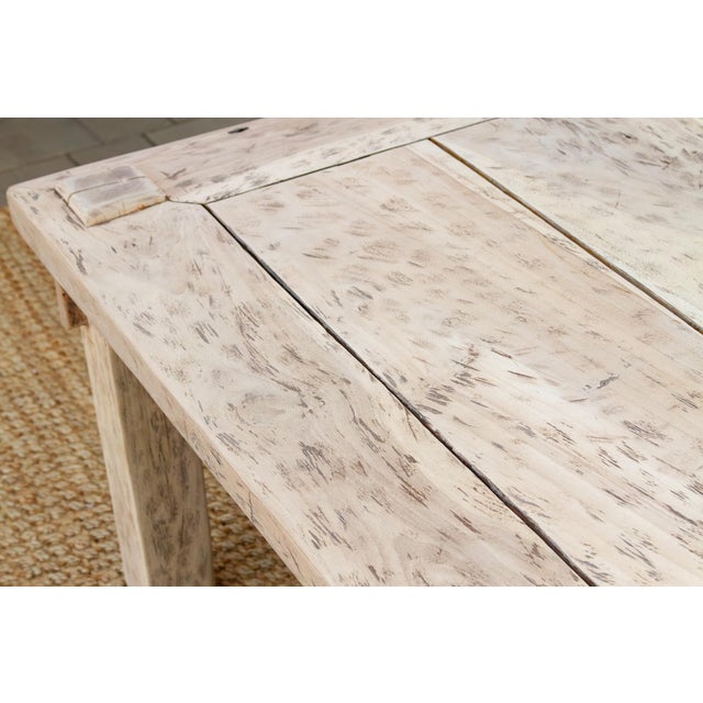 Bleached Teak Coastal Rustic Coffee Table For Sale - Image 4 of 18