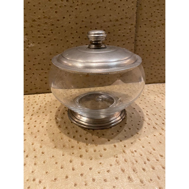 Transparent 1990s Arte Italica Glass and Pewter Jar With Pewter Cover For Sale - Image 8 of 8