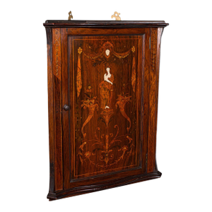 Small Antique Corner Cabinet, English, Georgian Revival, Cupboard, Edwardian