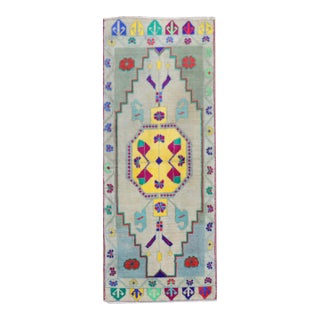 Zabihi Collection Mid-20th Century Dazzling Turkish Anatolian Mat Size Rug - 1'8" x 3'11" For Sale