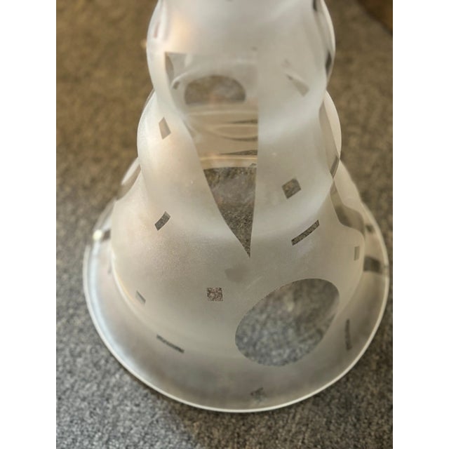 1980s Monumental 14.5 high Robert McCandless Frosted Etched Art Glass Vase For Sale - Image 5 of 7