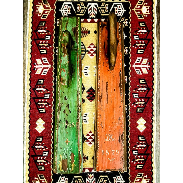 Museum-Quality Pair of 19th-Century Norwegian Mangle Boards (Dated 1868 & 1879) An extraordinary, generationally linked...
