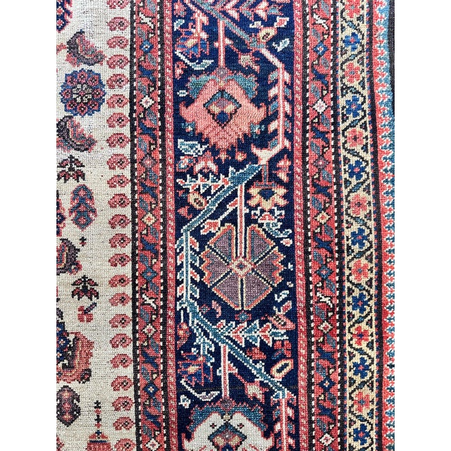 Antique Persian Malayer Carpet, Geometric Design, Ivory, Green, Navy Circa 1890 For Sale - Image 10 of 18
